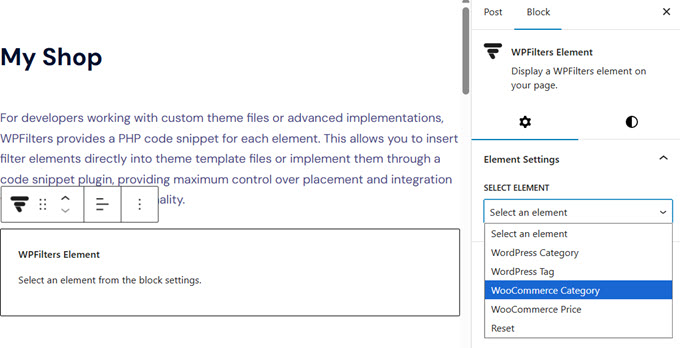 wpfilters block wpfilters block