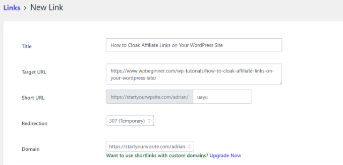 URL shortify settings URL shortify settings