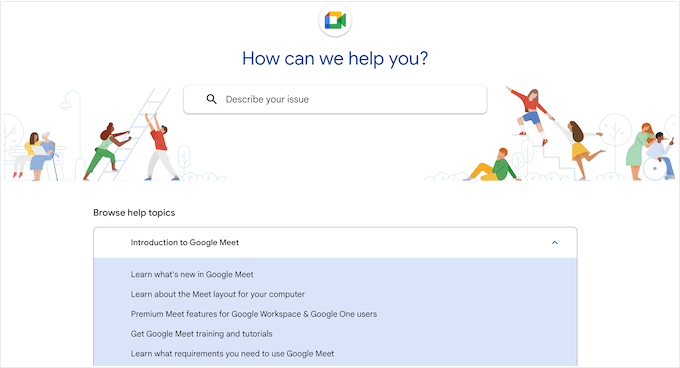 The Google Meet Help support portal The Google Meet Help support portal