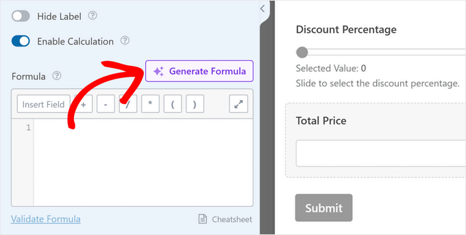 Click the Generate Formula button