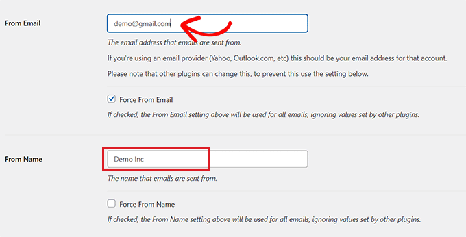 Add from email and from name into the fields Add from email and from name into the fields