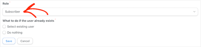 Changing the default user role Changing the default user role