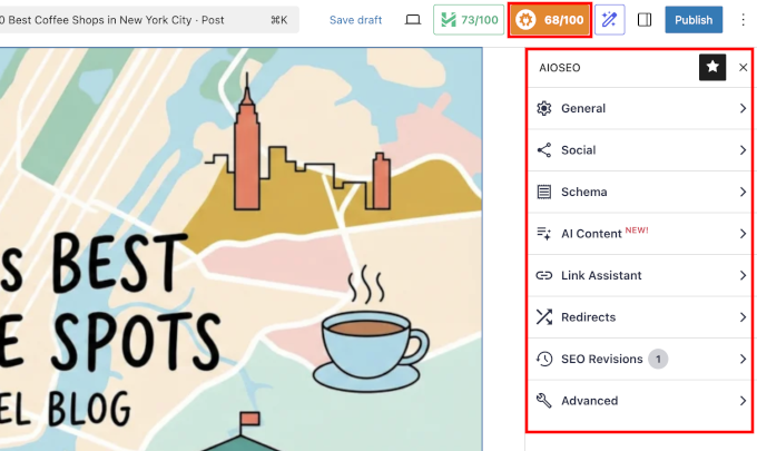 AIOSEO on page SEO options
