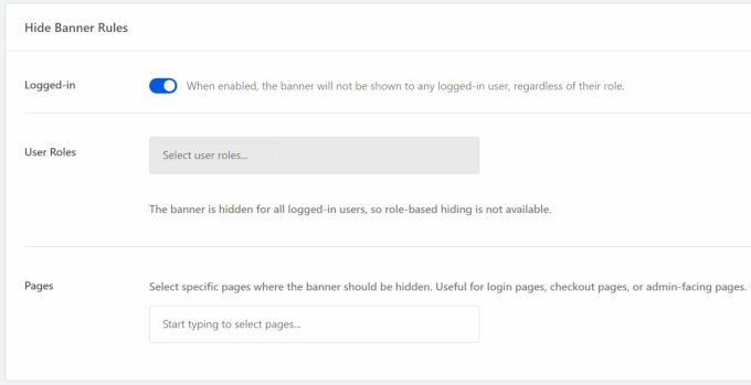 WPConsent hide consent banner for logged in users WPConsent hide consent banner for logged in users