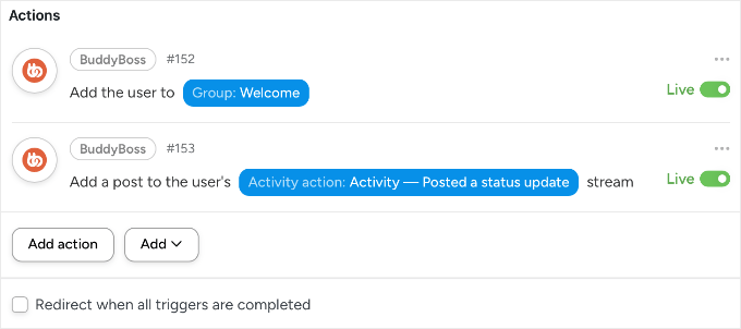Uncanny Automator Actions for Welcoming Committee Recipe