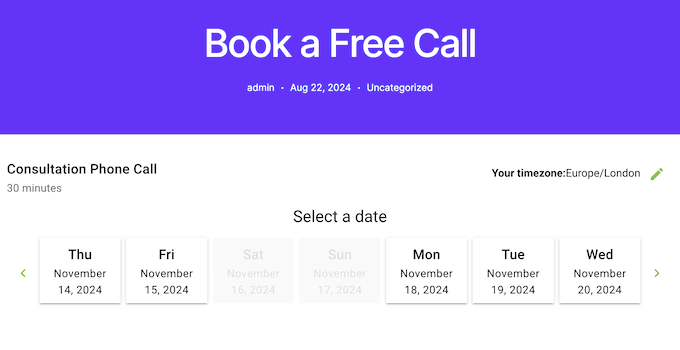 An example of an appointment booking form, created using a Calendly alternative An example of an appointment booking form, created using a Calendly alternative