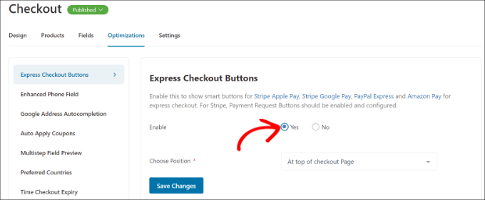 Enable express checkout Enable express checkout