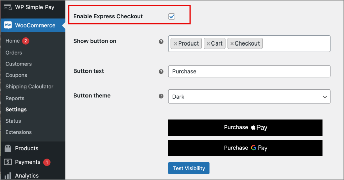 enable express checkout in woocommerce enable express checkout in woocommerce