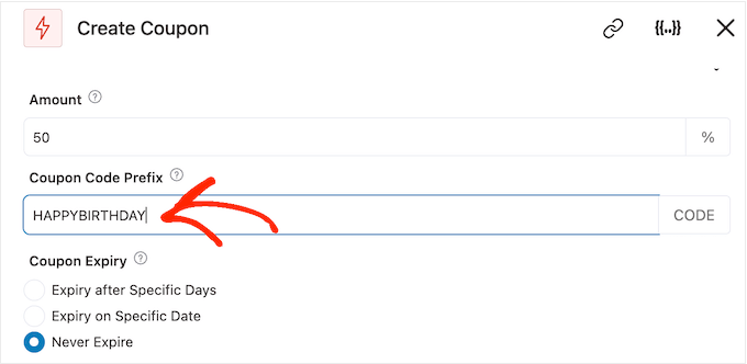 Adding a prefix to a happy birthday coupon code Adding a prefix to a happy birthday coupon code