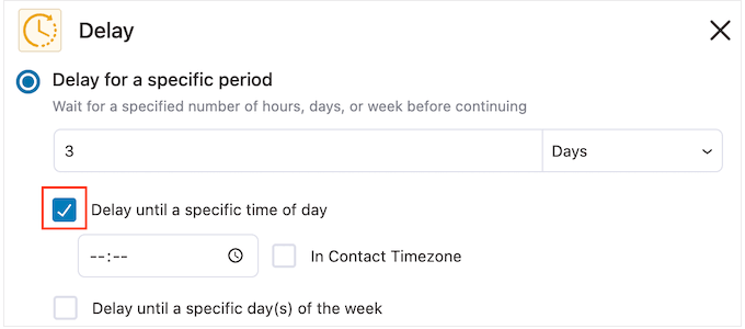 Delaying emails until a specific time Delaying emails until a specific time