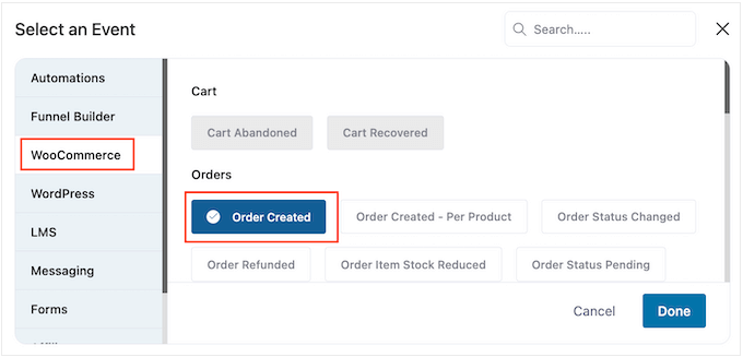 The WooCommerce order created trigger The WooCommerce order created trigger