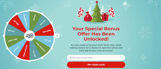 An example of a spin-to-win conversion optimization template An example of a spin-to-win conversion optimization template