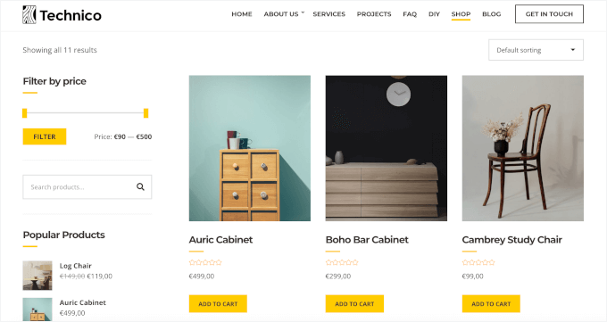 Techinco's ready-made shop page Techinco's ready-made shop page