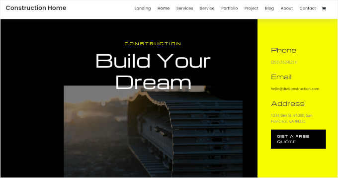 Divi's Construction Home theme Divi's Construction Home theme