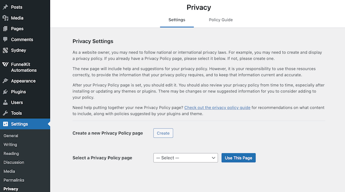 The WordPress privacy policy generator The WordPress privacy policy generator