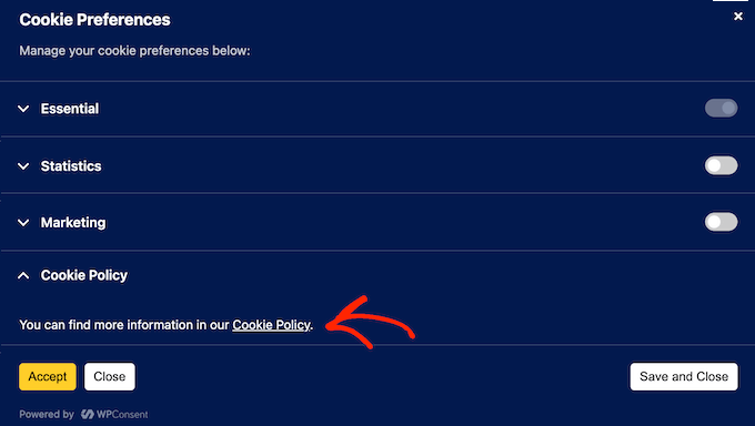 Viewing the cookie policy on a website, blog, or WooCommerce store Viewing the cookie policy on a website, blog, or WooCommerce store