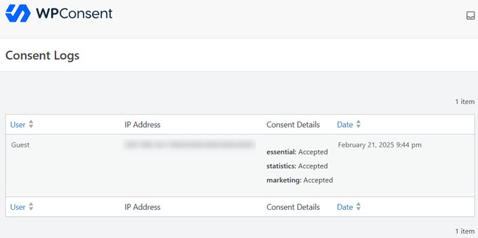 Viewing consent logs on your WordPress blog or website Viewing consent logs on your WordPress blog or website