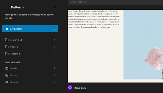 Pattern categories Pattern categories