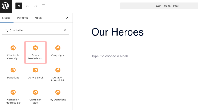 Charitable's Donor Leaderboard block Charitable's Donor Leaderboard block