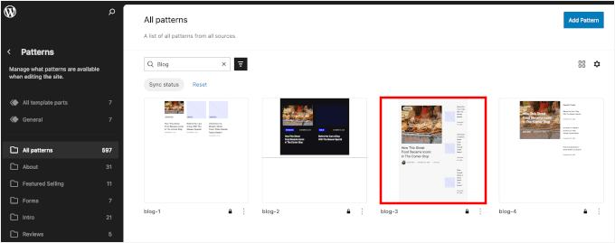 Choosing an active pattern in FSE