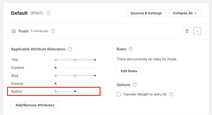 Setting the Author slider somewhere in the middle range