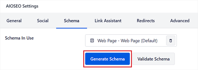 Click the Generate Schema button Click the Generate Schema button
