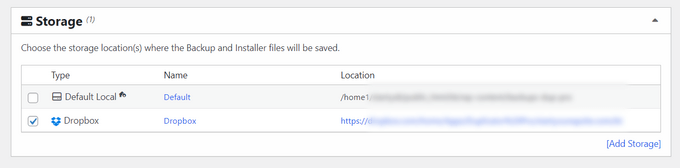 Select Dropbox as storage option Select Dropbox as storage option
