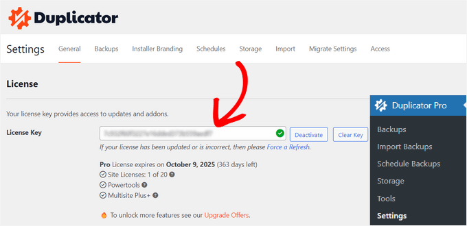 Enter your Duplicator license Enter your Duplicator license