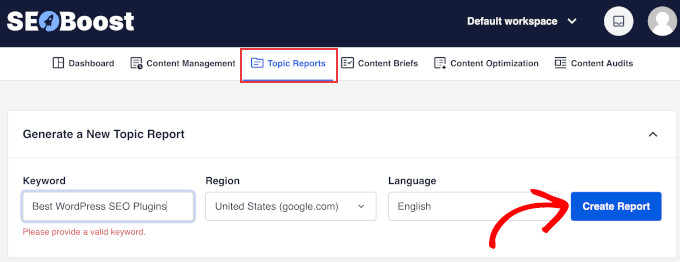 SEOBoost topic report SEOBoost topic report