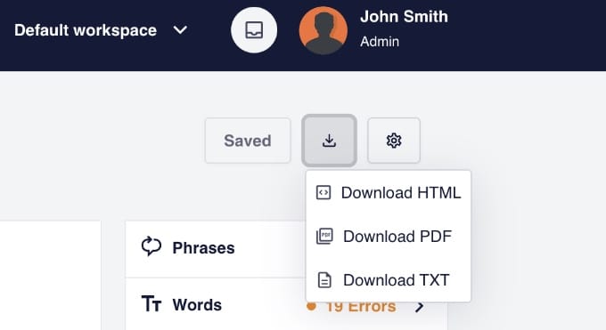 Downloading a Content Brief in SEOBoost Downloading a Content Brief in SEOBoost