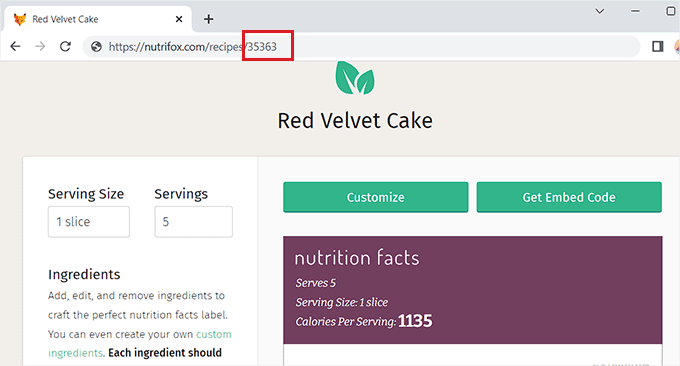Get the label ID from the Nutrifox website Get the label ID from the Nutrifox website