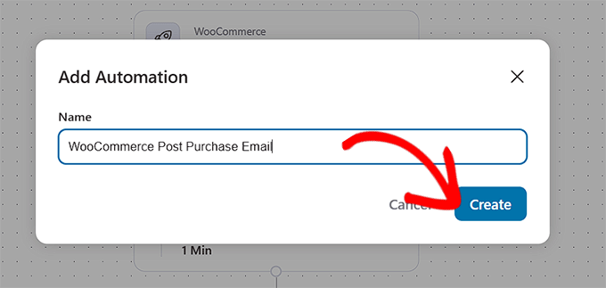 Add automation name and click Create in FunnelKit