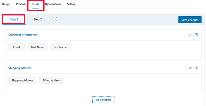 Fields editor Fields editor