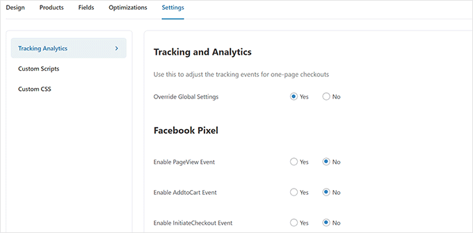 Funnel settings Funnel settings