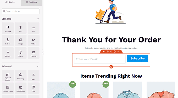 Edit thank you page Edit thank you page