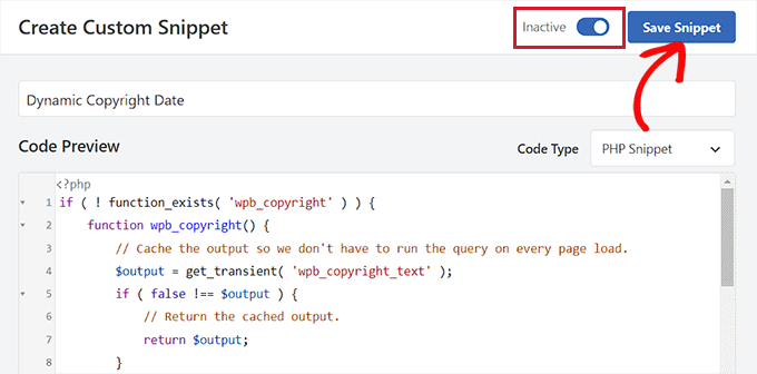 Save the code snippet for adding dynamic copyright date Save the code snippet for adding dynamic copyright date