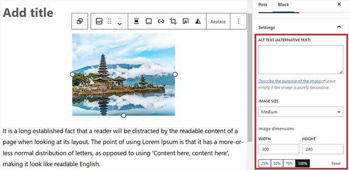 Configure the individual block settings Configure the individual block settings