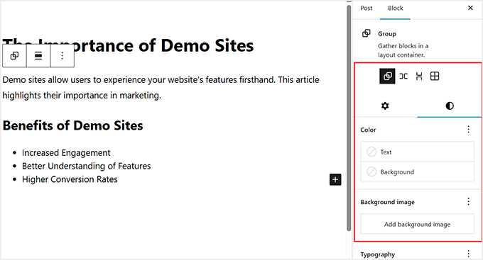 Customize the nested blocks Customize the nested blocks