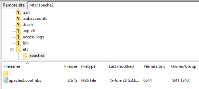 Access apache config files Access apache config files