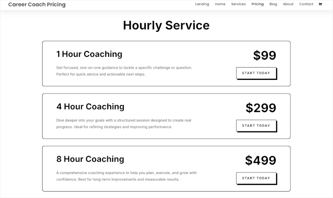 Divi's stacked pricing table