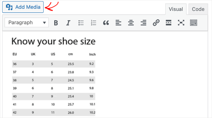 Adding an Image Size Chart Using WPC Product Size Chart for WooCommerce