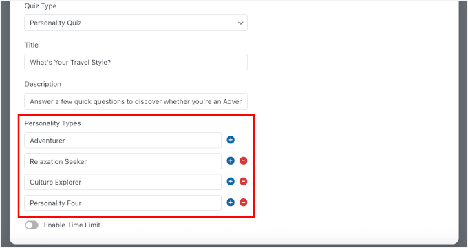 Defining personality types for a quiz Defining personality types for a quiz
