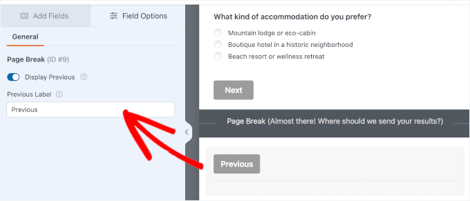 Enabling the Previous button Enabling the Previous button