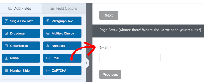 Adding the Email field in WPForms Adding the Email field in WPForms