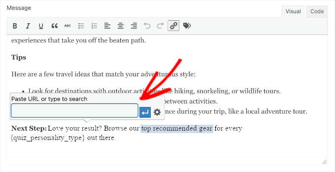 Adding CTA with link Adding CTA with link