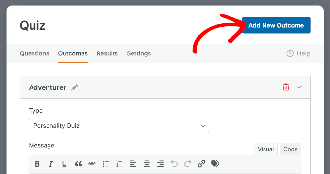 Adding a new outcome Adding a new outcome