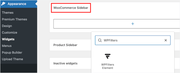 Adding WPFilters Element to WooCommerce Sidebar