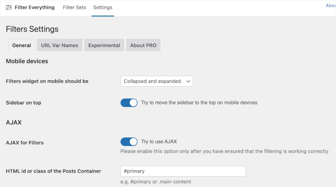 Configuring mobile and AJAX