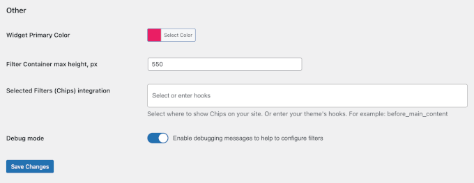 Checking out the Other settings section