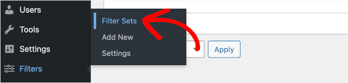 Going to Filter Sets section